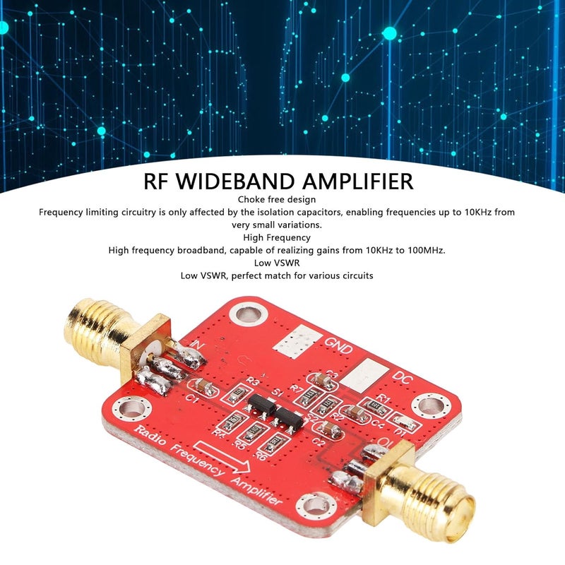 Bewinner 10dBm RF Broadband Amplifier, 10KHz-100MHz High Frequency, High Gain, Low VSWR, 12V DC, 30mA, P-1 Output 10dBm - Image 3